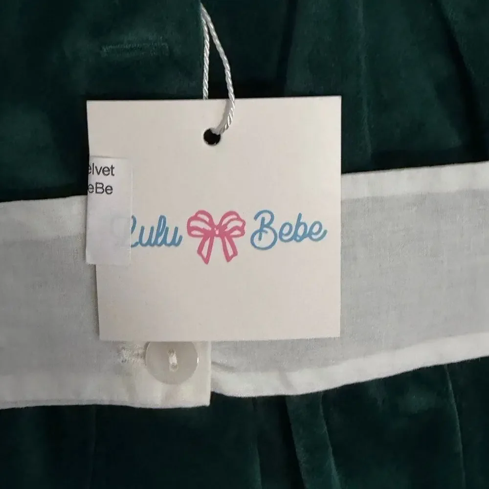 Lulu Bebe Green Velvet Bubble NWT $66 size 9 mo